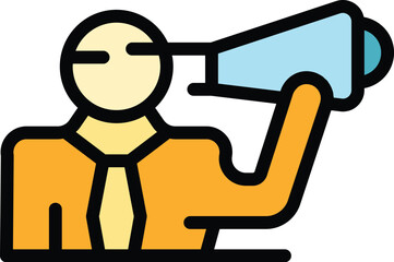 Poster - business manager icon outline vector. office team. people success color flat