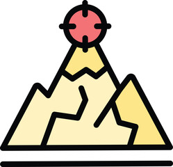 Poster - business mountain target icon outline vector. team office. idea strategy color flat
