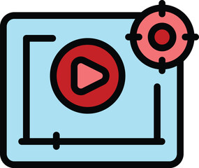 Poster - video business idea icon outline vector. brain market. business solution color flat