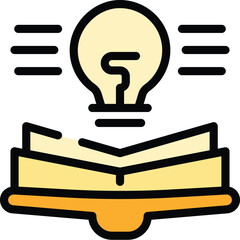 Poster - open book idea icon outline vector. creative solution. success teamwork color flat