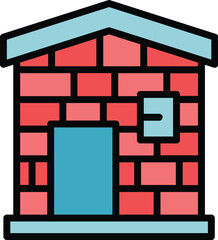 Canvas Print - House brick mortar icon outline vector. Wall building. Build worker color flat