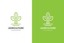 Growing Plant Seedling Leaf Logo Icon Design Line Art Style, Simple Logo Illustration
