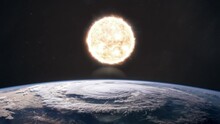 The Sun Expanding And Approaching Planet Earth