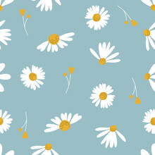 Blooming Floral Meadow Seamless Pattern. Plant Background For Fashion, Wallpapers, Print.Trendy Floral Design