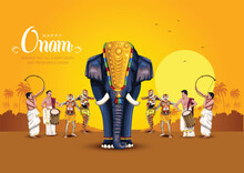 South Indian Kerala Festival Happy Onam Greetings Background. Editable Vector Illustration Design