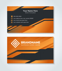 Wall Mural - Creative and elegant business card design. diagonal line pattern. combination orange brown gradient on elements. black background.