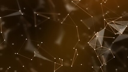 Orange plexus Abstract digital connection moving dots and lines, Technology background