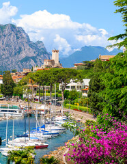 Wall Mural - Landscape with Malcesine town, Garda Lake, Italy