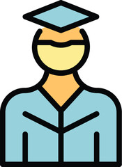 Poster - Graduation student icon outline vector. Study office. Building art color flat