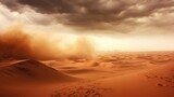 Fototapeta Natura - sandstorm in the desert, symbolizing the harsh conditions of arid environments generative ai