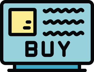Poster - Buy order icon outline vector. Data summary. Report form color flat