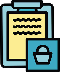 Poster - order basket icon outline vector. fill form. resume online color flat