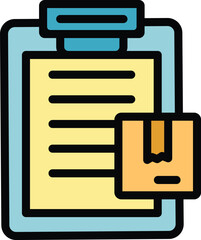 Poster - parcel check icon outline vector. fill form. online write color flat