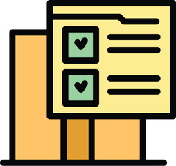 Poster - check form icon outline vector. claim order. fill write color flat