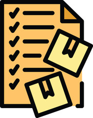 Poster - order summary icon outline vector. fill form. write online color flat