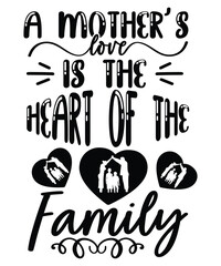 Wall Mural - A mothers love is the heart of the family Happy mother's day shirt print template, Typography design for mom, mother's day, wife, women, girl, lady, boss day, birthday 