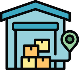 Poster - Parcel warehouse icon outline vector. Cargo export. Service order color flat
