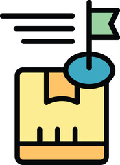 Poster - Fast parcel delivery icon outline vector. Cargo export. Order service color flat
