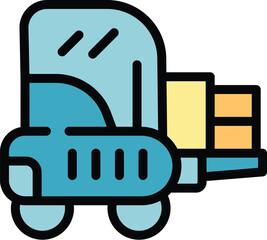 Poster - Cargo service icon outline vector. Truck export. Ship global color flat