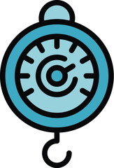 Poster - Parcel scales icon outline vector. Export courier. Data map color flat