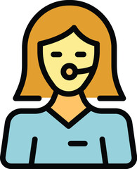 Poster - Call parcel service icon outline vector. Cargo export. Center ship color flat