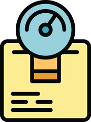 Poster - Cargo shipment icon outline vector. Parcel box. Service date color flat