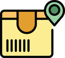 Poster - Parcel box location icon outline vector. Export service. Delivery cargo color flat