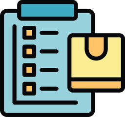 Poster - Parcel board icon outline vector. Service order. Map date color flat