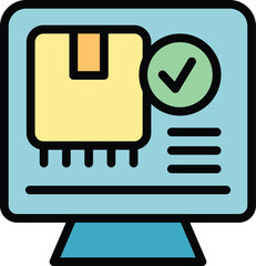 Poster - Online parcel tracking icon outline vector. Date transport. Delivery box color flat