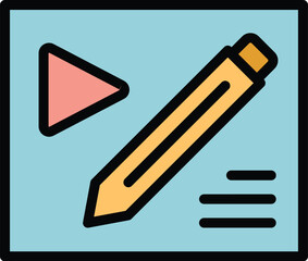 Poster - Write tutorial icon outline vector. Computer online. Call movie color flat