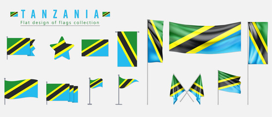 Wall Mural - Tanzania flag, flat design of flags collection