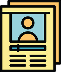 Poster - Check vlogger icon outline vector. Video tutorial. Computer online color flat