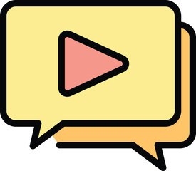 Poster - Video chat icon outline vector. Online webinar. Screen training color flat