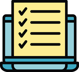 Poster - Tutorial checklist icon outline vector. Screen distance. Computer online color flat