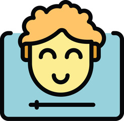 Poster - Online vlogger icon outline vector. Screen distance. Call button color flat