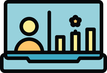Poster - Best tutorial icon outline vector. Video webinar. Call movie color flat