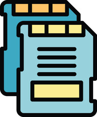 Poster - Camera sd card icon outline vector. Photo studio. Art session color flat