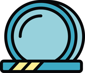 Poster - Retro camera lens icon outline vector. Shoot video. Model film color flat