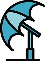 Poster - Photo studio umbrella icon outline vector. Camera tripod. Film art color flat