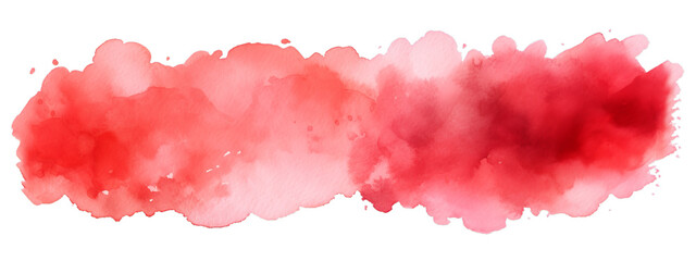 abstract red color painting illustration - watercolor paper with splashes, patch or stain, isolated 