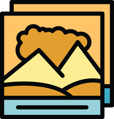 Poster - Landscape photo icon outline vector. Camera studio. Art session color flat