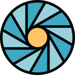 Poster - Camera shutter icon outline vector. Photo studio. Shoot equipment color flat