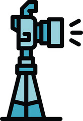 Poster - Camera tripod icon outline vector. Studio photo. Art session color flat