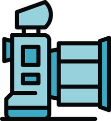 Poster - Video camera icon outline vector. Studio shoot. Art session color flat