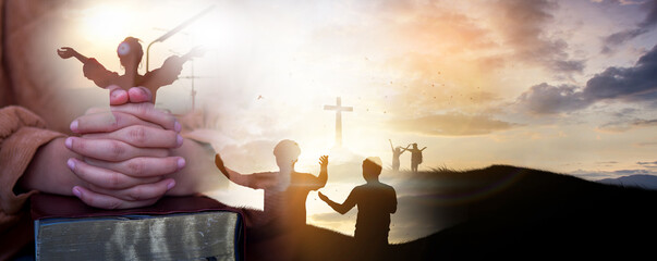 Poster - Christian Religion concept background. card design template.