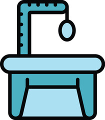 Sticker - Pet play box icon outline vector. Wash animal. Happy salon color flat