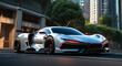 © MetaArt22 - A photo of supercar on the street futuristic car with modern design