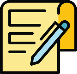 Poster - Writing paper icon outline vector. Media content. Plan website color flat