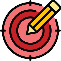 Poster - Target content icon outline vector. Digital seo. Market blog color flat