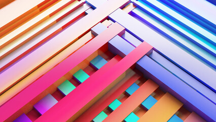 Poster - Abstract background, colorful mix of colors in geometric shapes, concept of competition between two sides, 3d rendering.